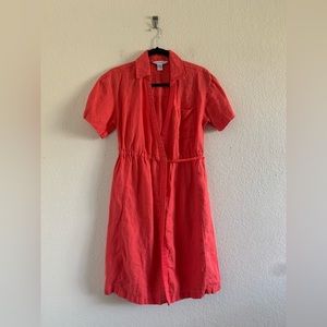 Athleta Women Size 2 Playa Wrap Dress In Passion Fruit Coral 100% Linen Pockets